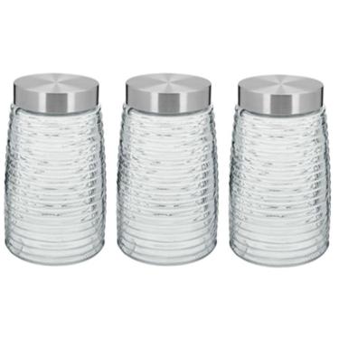 Imagem de KIT 3 POTES MANTIMENTOS HOME&CO COM TAMPA VIDRO 1,6L 20x12x12