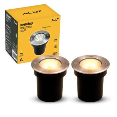 Imagem de Kit 2 Luminaria de Chão Led Embutir 10w 3000k Branco Quente Bivolt Aço