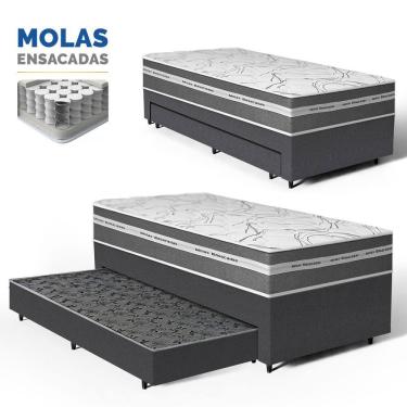 Imagem de Cama Box com Colchão de Molas Ensacadas Luve + Auxiliar de Molas Unique Solteiro 88cm