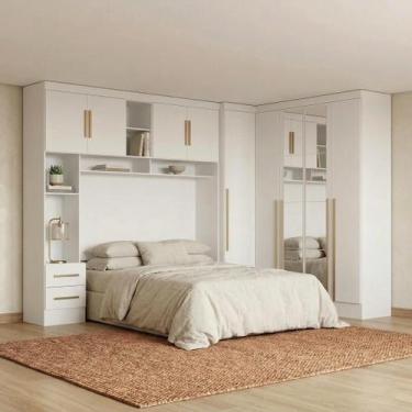 Imagem de Guarda Roupa Modulado 3 Peças 9 Portas 5 Gavetas com Espelho e Cabecei