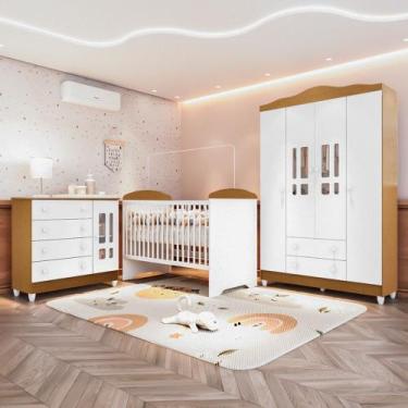 Imagem de Quarto Bebê Completo Berço 3Em1 Eloá Guarda Roupa 4 Portas Cômoda 4 Ga