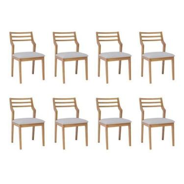 Imagem de Kit 8 Cadeiras para Sala de Jantar Estofadas Damasco - Cimol