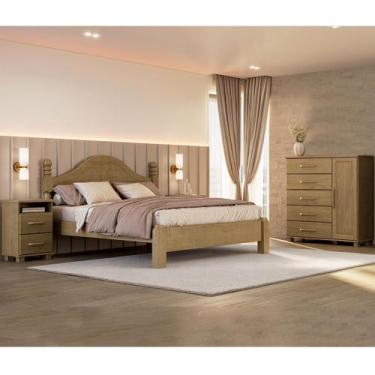 Imagem de Conjunto Quarto Ouro: Cama Queen, Cômoda Sapateira e 2 Mesas Cabeceira