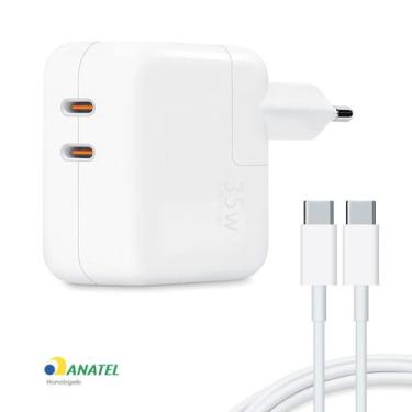 Imagem de Carregador 35w Turbo com 2 Cabos Tipo C para Smartphone 15, 16 e 17 Pr