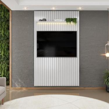 Imagem de Painel Ripado para TV até 60 Polegadas com LED MDF 143cmx240cm Trento 