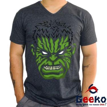 Imagem de Camiseta Hulk 100% Algodão  Geeko, Grafite gola v, G3