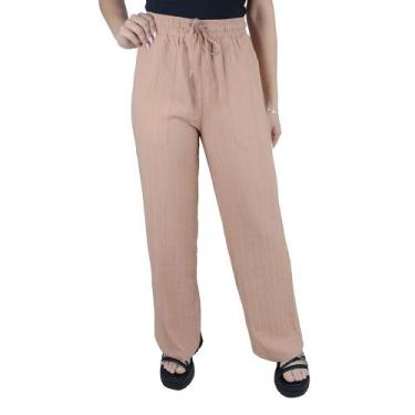 Imagem de Calça Feminina Facinelli By Mooncity Pantalona kaqui 290032, GG, Bege