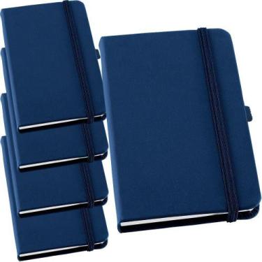 Imagem de Kit 5x Caderneta de Anotações 14x21cm 80 Fls Sem Pauta Azul - TopGet
