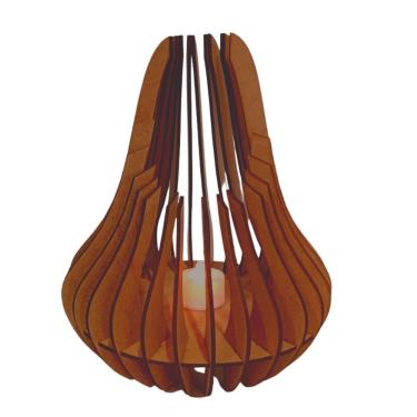 Imagem de Castiçal com Vela Eletrônica Talismã em Madeira MDF para Ambientes Internos e Externos Marrom Lenobre