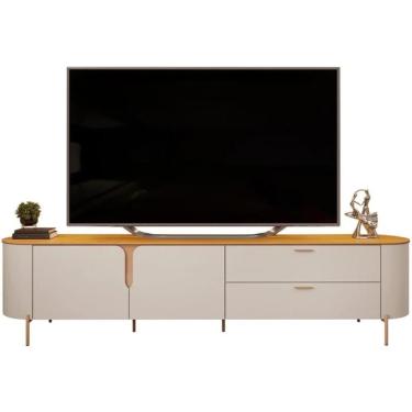 Imagem de Rack para Tv Celine Até 75 Polegadas 241cm com Led 2 Portas 2 Gavetas em Mdf Off White...