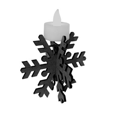 Imagem de Castiçal com Vela Eletrônica Frozen para Ambientes Internos e Externos Preto em Madeira MDF Lenobre