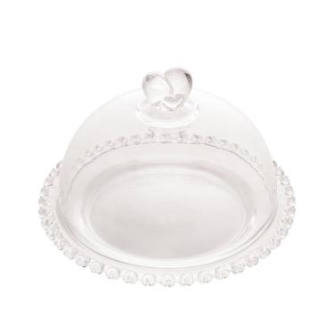 Imagem de Queijeira de Cristal Com Tampa Coração Transparente 19,5x13cm Lyor