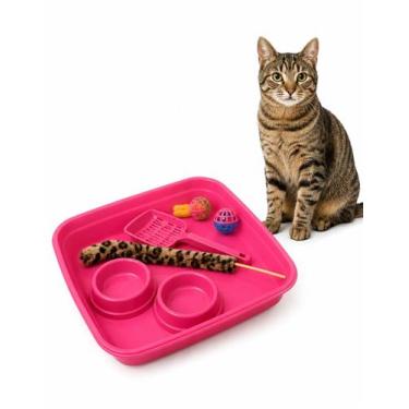 Imagem de Kit Completo Gato Caixa Areia Comedouro Bebedouro Brinquedo - Murano