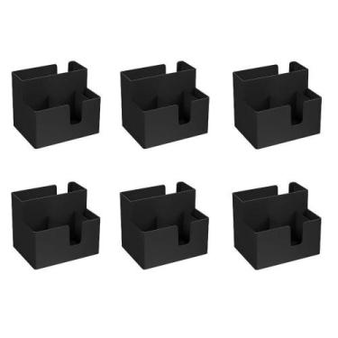 Imagem de Kit 6 Porta Guardanapo Sachês 14 X 10,6 X 9,4 Cm Preto Coza