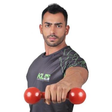 Imagem de Halter Kl Master Fitness para Academia Emborrachado 3 Kg, Vermelho