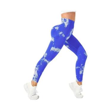 Imagem de Calças De Yoga Femininas De Cintura Alta Sem Costura Com Estampa Tie-d