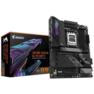 Imagem de Placa Mãe X870E AORUS Elite Wi-Fi7 Socket AM5 DDR5 ATX Pcie 5.0 M.2 4 Slots USB 3.2 Gen 2 Preto Gigabyte