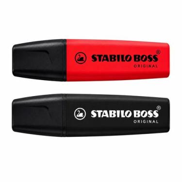 Imagem de Kit Marca Texto STABILO Boss Original Vermelho e Preto