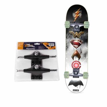 Imagem de Kit Skateboard Liga da Justiça Vilões + 2 Trucks em Alumínio - Bel Spo