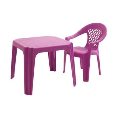 Imagem de Kit Mesinha + 1 Cadeira Infantil Plástico Resistente Brincar - LOJA DO