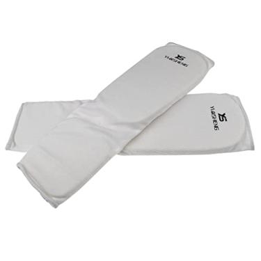 Imagem de Fancyes Shin Guard MMA Equipamento de Proteção para Treinamento de Boxe de Combate | Capa tailandesa | Ótimo para Artes Marciais, Sparring, Kickboxing, Karatê, Branco, P
