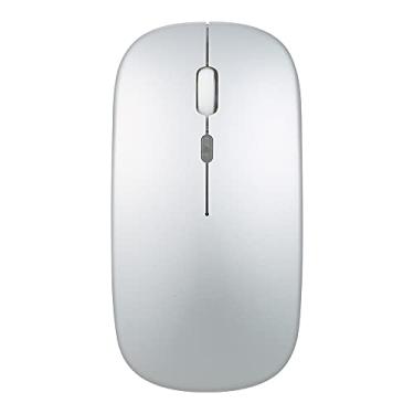 Imagem de Mouse sem fio ergonômico fino 2.4G BT 5.0 sem ruído 3 Níveis de DPI ajustáveis Mouse recarregável para laptop, computador, prata