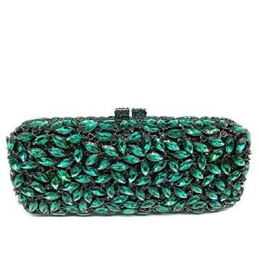 Imagem de Bolsa clutch de cristal brilhante para mulheres caixa minaudiere bolsa de casamento, Verde, Small