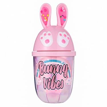 Imagem de Copo de viagem de pata de gato com canudo rosa copo de festa copo de gelo congelante caneca de presente para aniversário (coelho vibes rosa P, 350 ml)