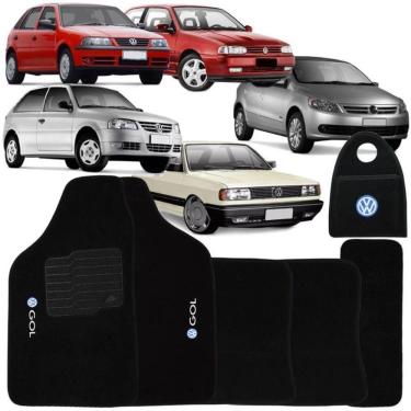 Imagem de Jogo Tapete Automotivo Carpete + Lixeira Gol G5 2009 à 2012 Soft Logo Bordado Preto 6 Peças