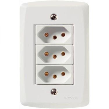 Imagem de Conj 4x2 3 Tomadas 2p+t 20 A 250 V Tramontina Lux2 Branco