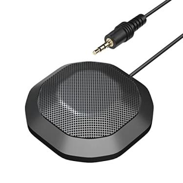 Imagem de Wemay Microfone portátil de 3,5 mm para conferência com plugue 360 ° condensador omnidirecional computador PC microfone plug and play pequeno para PC laptop videoconferência bate-papo de jogos