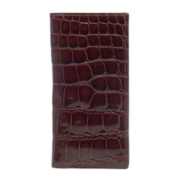 Imagem de Ferrini Carteira masculina exótica para talão de cheques Croc Slots Conhaque ABBCK