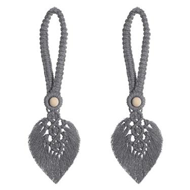 Imagem de Cortina de macramê com 4 unidades em forma de cortina trançada para sala de estar cortina de janela de retenção para sala de casa decoração de quarto, 16