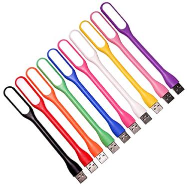 Imagem de EBYPHAN Mini luz USB para teclado, luz de laptop USB flexível, lâmpada USB ajustável para notebook computador (estrutura de pescoço de ganso, fonte de iluminação de LED, pacote com 10)
