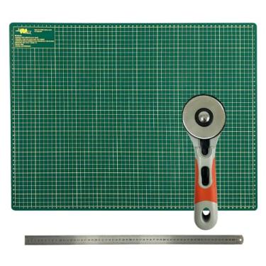 Imagem de ARTMAK Base de Corte Grande A1 90x60 Verde para Patchwork e Scrapbook com Régua Metal 60cm e Cortador Disco de 60mm