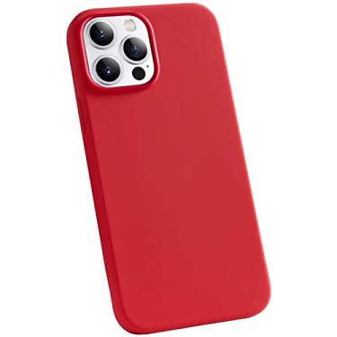Imagem de HAODEE para Apple iPhone 13 Pro (2021) capa de silicone líquido de 6,1 polegadas, capa de telefone traseira totalmente embalada à prova de choque [proteção de tela e câmera] (cor: vermelho)