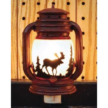 Imagem de Lanterna de luz noturna com cena de alce, 15 cm