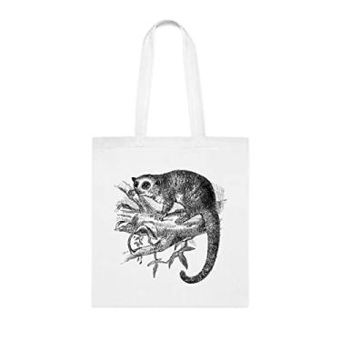 Imagem de Sacola vintage com ilustração de lêmure marrom de rato, presente divertido, bolsa de ombro, bolsas reutilizáveis, ideia de presente de cesta de Natal de aniversário, Branco