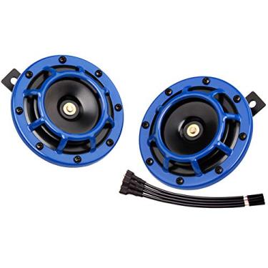 Imagem de FARBIN Buzina de carro 12v super alto tom alto/tom baixo kit buzina dupla buzina elétrica para motocicleta carro caminhão (azul)