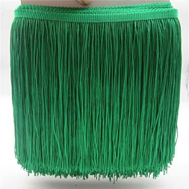 Imagem de 1 jarda 20 cm longa borla de poliéster borla guarnição de renda fita costurar vestido latino acessórios cortina de vestuário, verde, 1 jarda