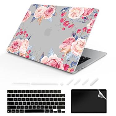 Imagem de ChashenHa Capa para MacBook Air de 13,6 polegadas lançada em 2022 (modelo A2681 M2) Capa rígida de plástico com impressão UV com protetor de teclado e protetor de tela, Flower-16