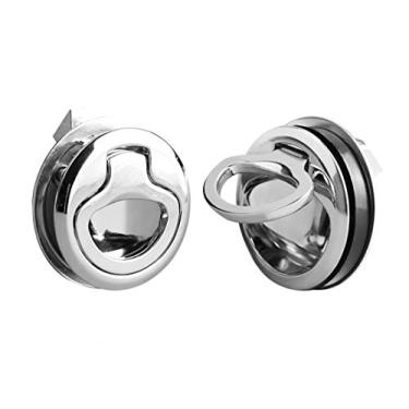 Imagem de 2 peças de trinco marinho de metal com trava de trava de trava de elevação para trailer campista barco yatch porta de convés de armário marinho com tamanho 3,81 cm