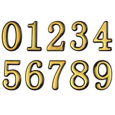 Imagem de Números de caixa de correio 0-9, adesivos de número de endereço de porta para casa/apartamento/chão, pacote com 10 de 0 a 9,4 polegadas., 4 Inches, Gold