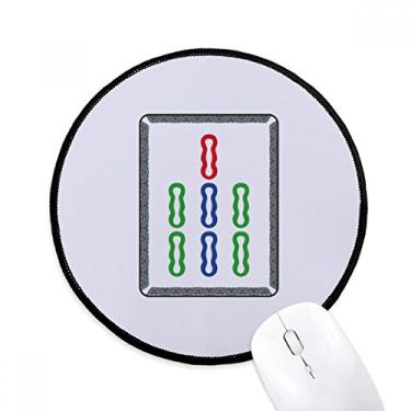 Imagem de DIYthinker Mahjong Bamboo Bar 7 azulejos padrão mouse pad desktop escritório tapete redondo para computador