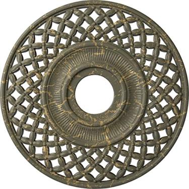 Imagem de Medalhão de teto Ekena Millwork CM22RBWHC, 55 cm de diâmetro x 10 cm de ID x 3,8 cm de P (serve em toldos de até 16,5 cm), rachadura de madeira pintada à mão