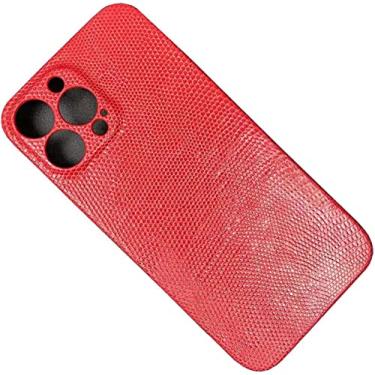 Imagem de COOVS Capa para Apple iPhone 13 Pro Max (2021) 6,7 polegadas, capa traseira de telefone com bordas tudo incluso de couro lagarto [proteção de câmera atualizada] (cor: vermelho)