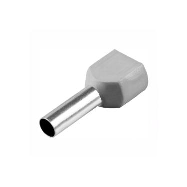 Imagem de Terminal Pré-Isolado Pino Ilhos Tubular Duplo Cinza - Penzel | 0,75mm