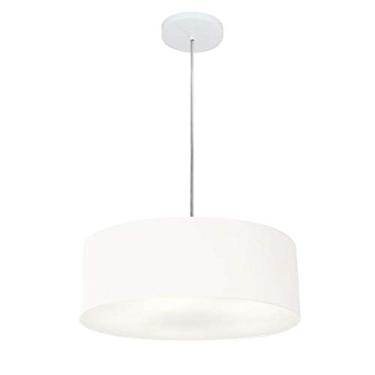 Imagem de Lustre Pendente Cilíndrico Cúpula Tecido 40x15 cm, Vivare Iluminação, Pendente4132 BR, Branco, Médio