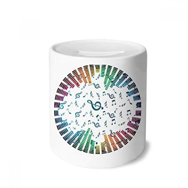 Imagem de DIYthinker Rabow Rotatg notas musicais caixa preta para dinheiro caixa de cerâmica porta-moedas presente de cofrinho