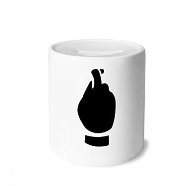 Imagem de DIYthinker Caixa de dinheiro preta com desenho de gesto caixa de cerâmica porta-moedas presente de cofrinho